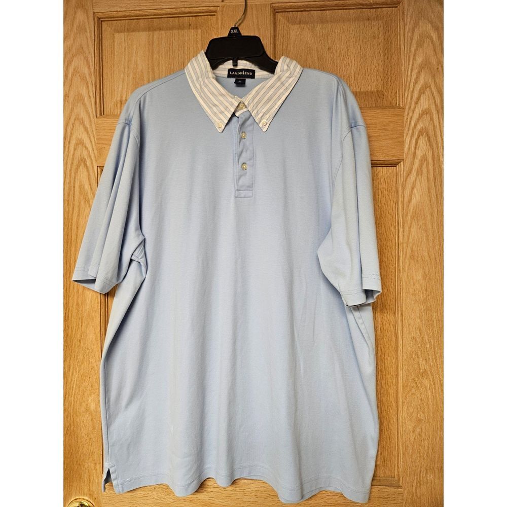 Lands‎ End XXL Light Blue Short Sleeve Polo